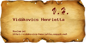 Vidákovics Henrietta névjegykártya