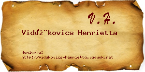 Vidákovics Henrietta névjegykártya